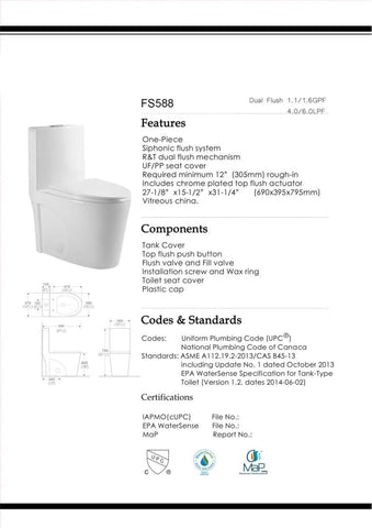 Arba 27" x 16" Dual Flush Standard One Piece Toilet in White