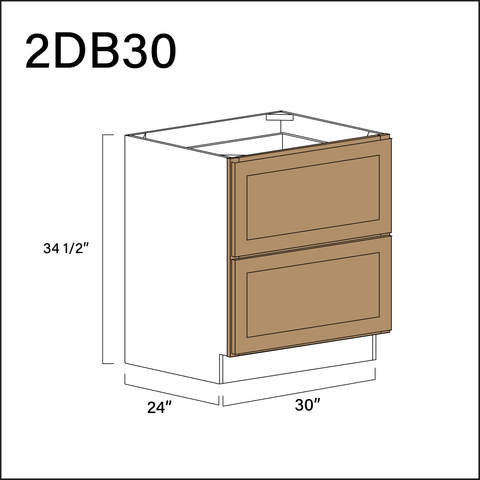 Alton Iced Mocha 2 Drawer Kitchen Base Cabinet - 30" W x 34.5" H x 24" D