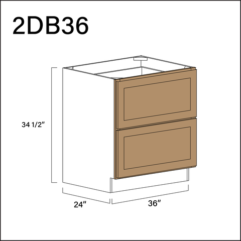 Alton Iced Mocha 2 Drawer Kitchen Base Cabinet - 36" W x 34.5" H x 24" D