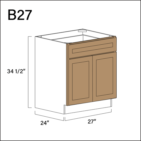 Alton Iced Mocha 1 Drawer 2 Door Kitchen Base Cabinet - 27" W x 34.5" H x 24" D