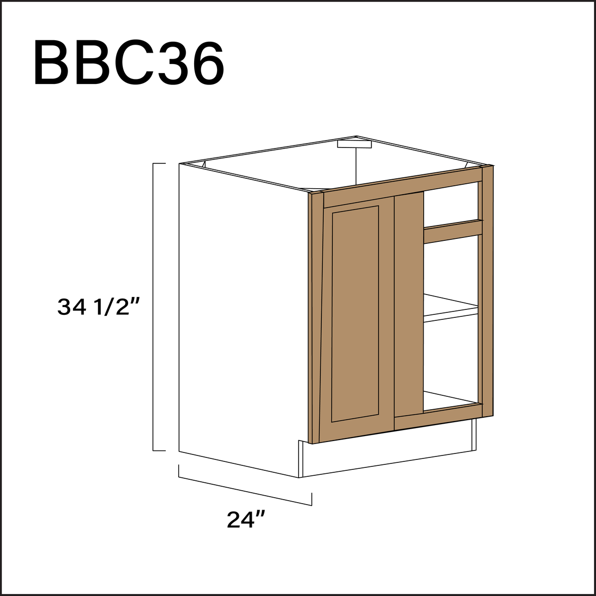 Alton Iced Mocha Base Blind Corner Cabinet - 27" W x 34.5" H x 24" D