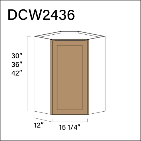 Alton Iced Mocha Diagonal Wall Corner Cabinet - 24" W x 36" H x 12" D