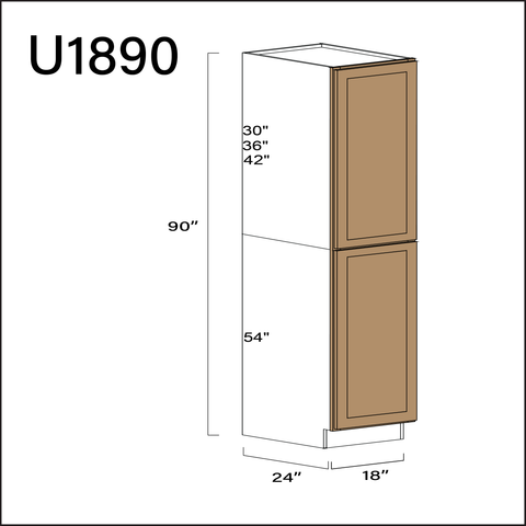 Wood Brown Shaker Single Door Pantry Cabinet - 18" W x 90" H x 24" D