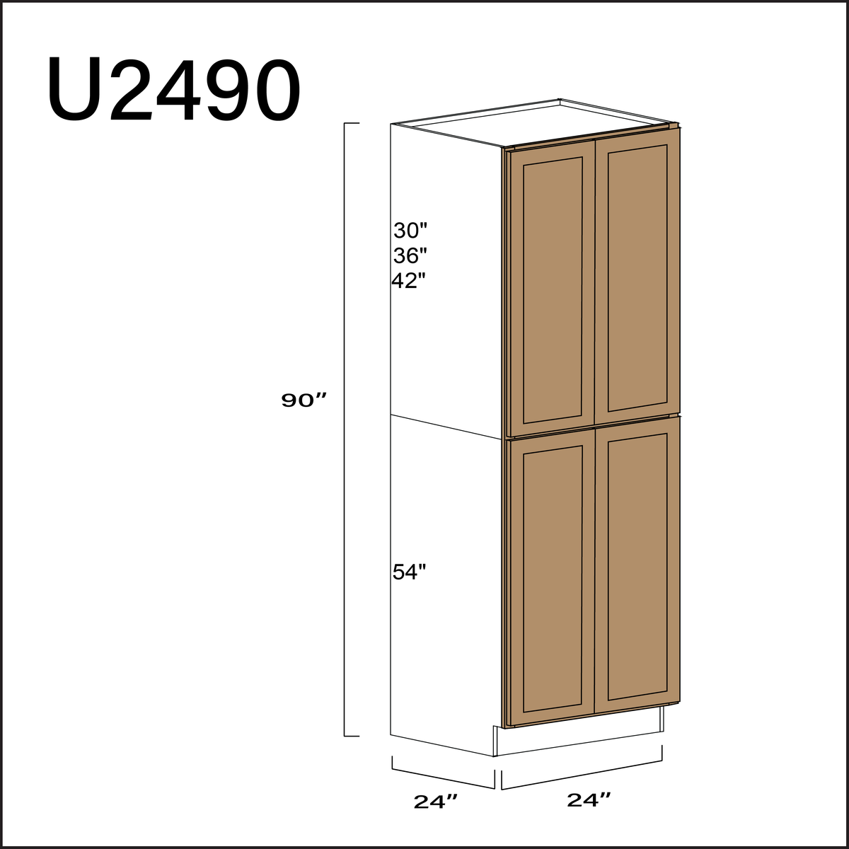 Alton Iced Mocha Double Door Pantry Cabinet - 24" W x 90" H x 24" D