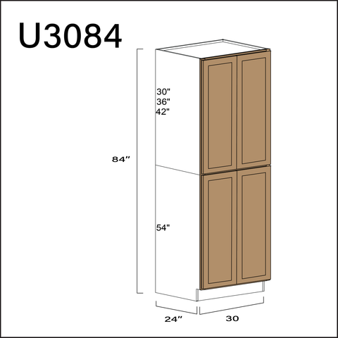 Alton Iced Mocha Double Door Pantry Cabinet - 30" W x 84" H x 24" D