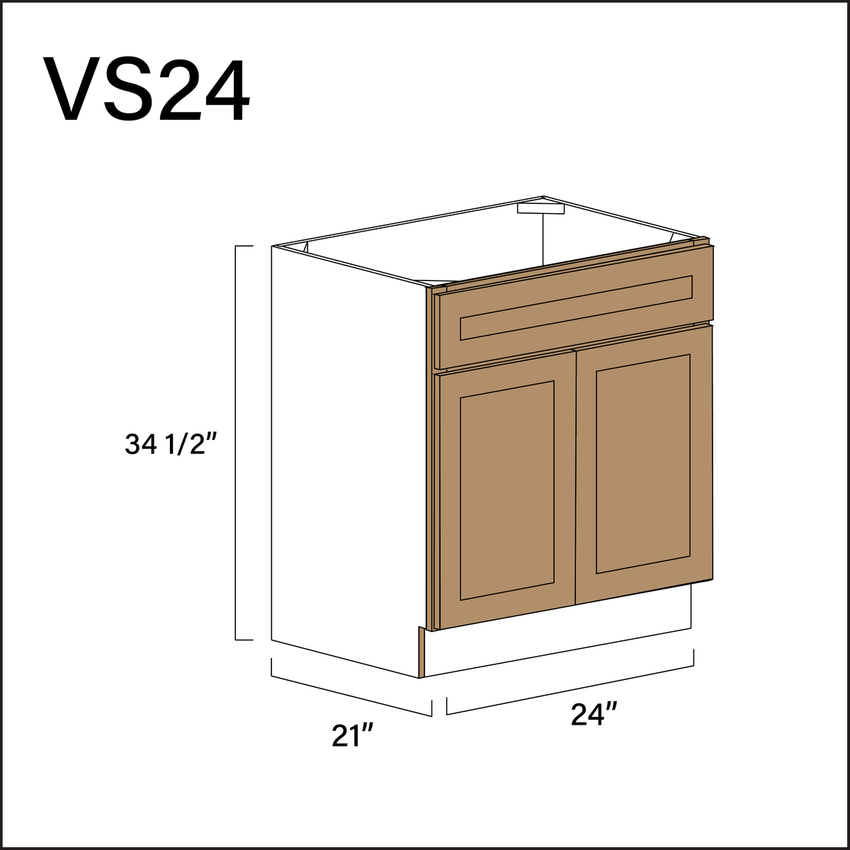 Alton Iced Mocha Vanity Sink Base Cabinet - 24" W x 34.5" H x 21" D