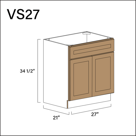 Alton Iced Mocha Vanity Sink Base Cabinet - 27" W x 34.5" H x 21" D