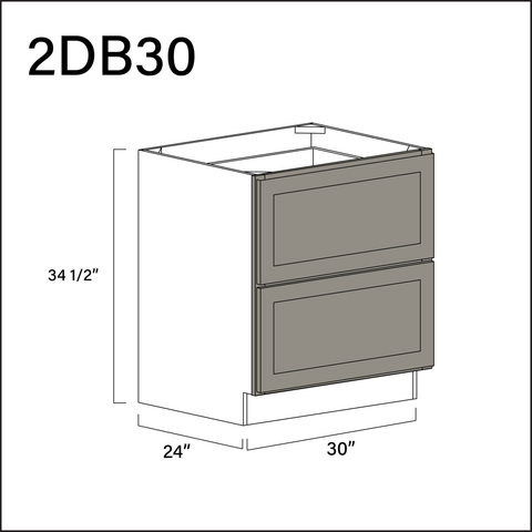 Alton Stone Gray 2 Drawer Kitchen Base Cabinet - 30" W x 34.5" H x 24" D