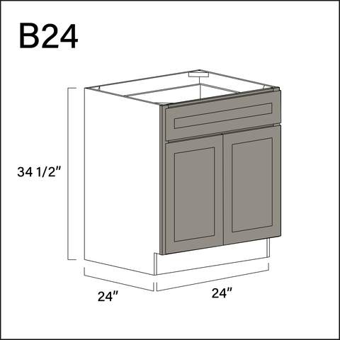 Alton Stone Gray 1 Drawer 2 Door Kitchen Base Cabinet - 24" W x 34.5" H x 24" D