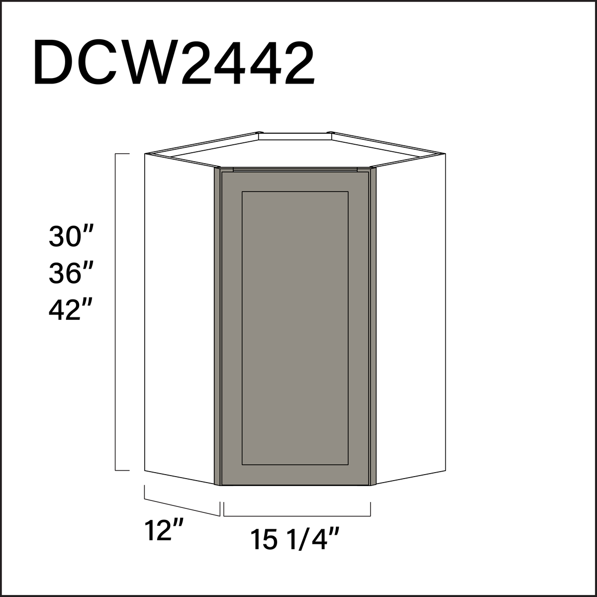 Alton Stone Gray Diagonal Wall Corner Cabinet - 24" W x 42" H x 12" D