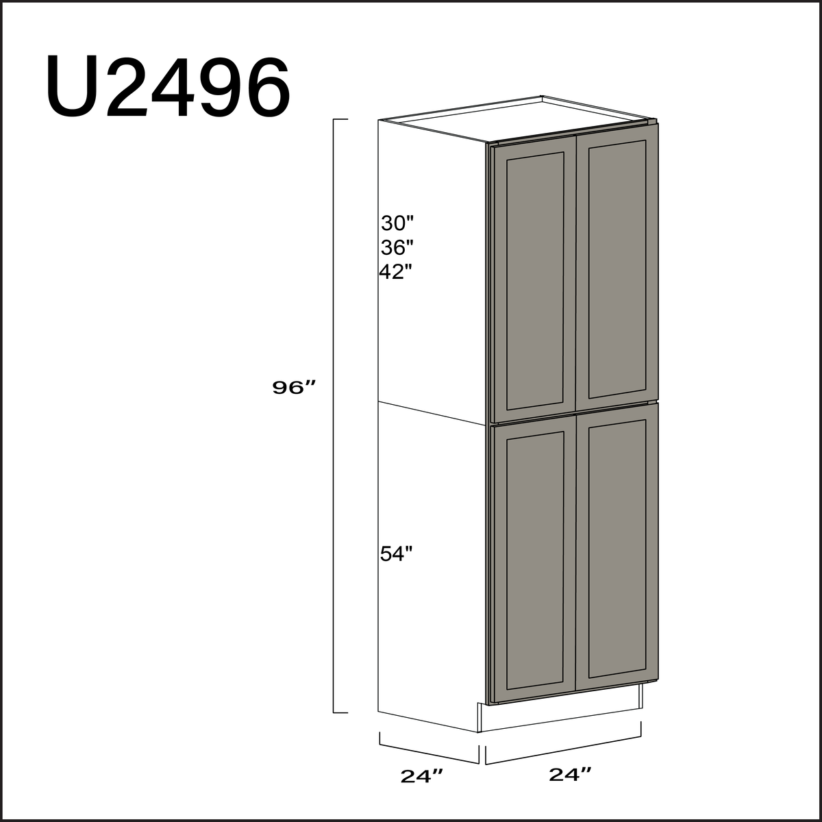 Alton Stone Gray Double Door Pantry Cabinet - 24" W x 96" H x 24" D