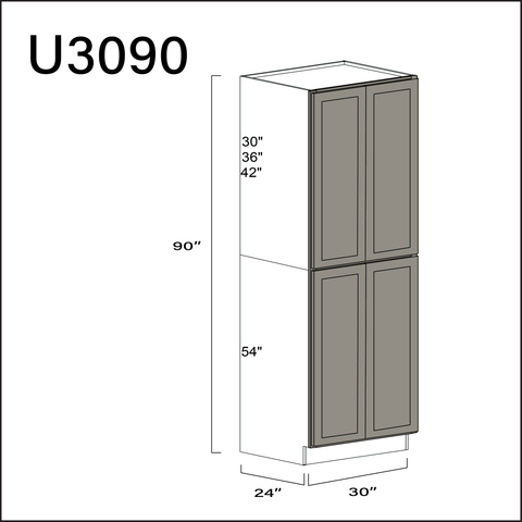 Alton Stone Gray Double Door Pantry Cabinet - 30" W x 90" H x 24" D