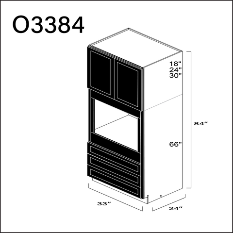 Black Shaker Single Oven Cabinet - 33" W x 84" H x 24" D
