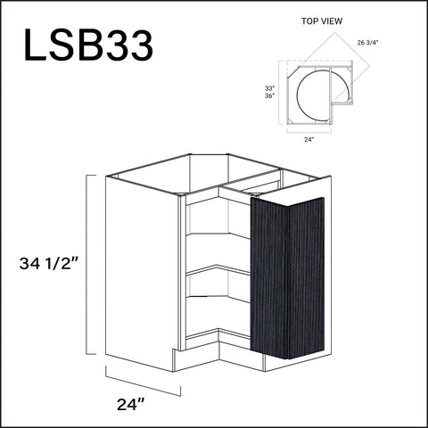 Darkwood Frameless Lazy Susan Kitchen Cabinet - 33" W x 34.5" H x 24" D