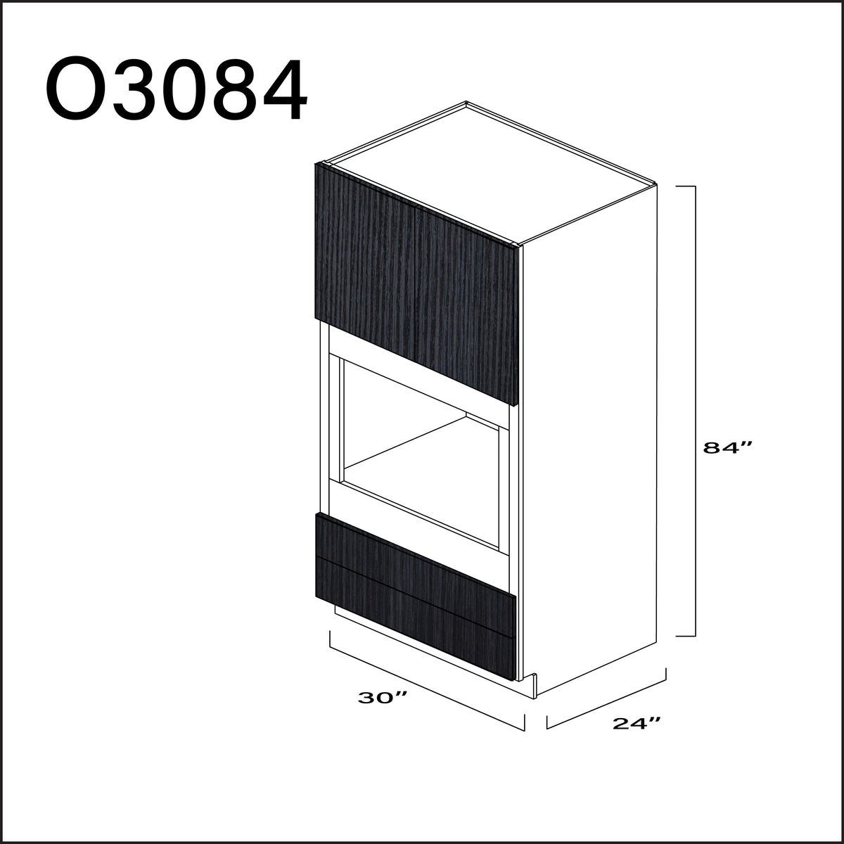 Darkwood Frameless Single Oven Cabinet - 30" W x 84" H x 24" D