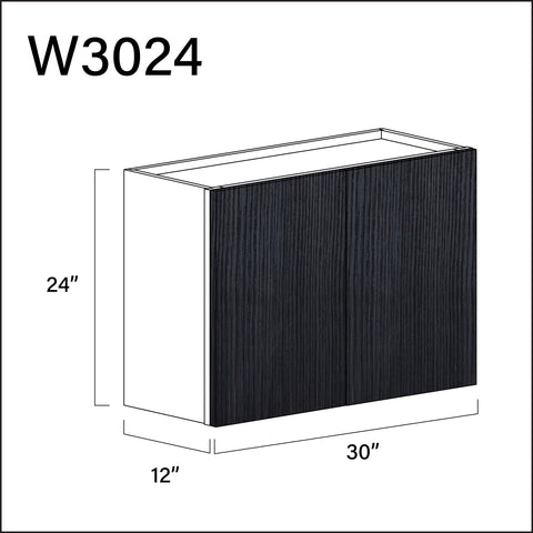 Darkwood Frameless Double Door Wall Cabinet - 30" W x 24" H x 12" D