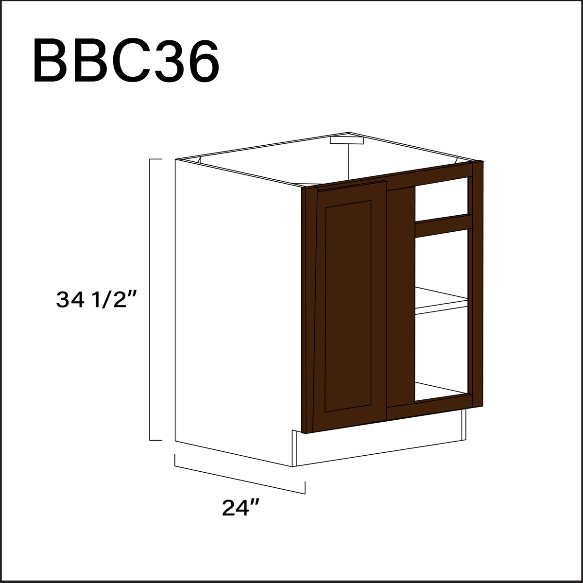 Espresso Shaker Base Blind Corner Cabinet - 27" W x 34.5" H x 24" D