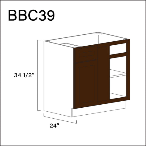 Espresso Shaker Base Blind Corner Cabinet - 36" W x 34.5" H x 24" D