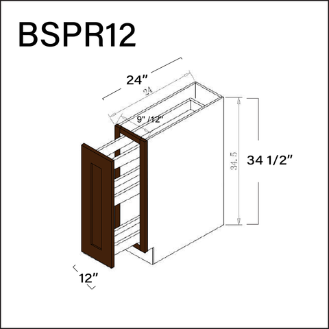 Espresso Shaker Base Spice Rack Cabinet - 12" W x 34.5" H x 24" D