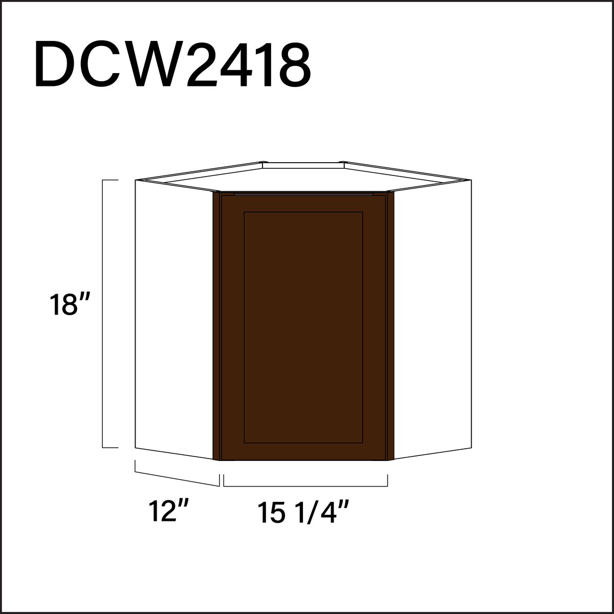 Espresso Shaker Diagonal Wall Corner Cabinet - 24" W x 18" H x 12" D