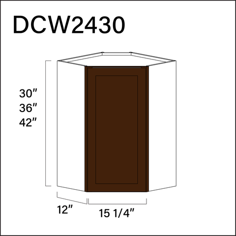 Espresso Shaker Diagonal Wall Corner Cabinet - 24" W x 30" H x 12" D