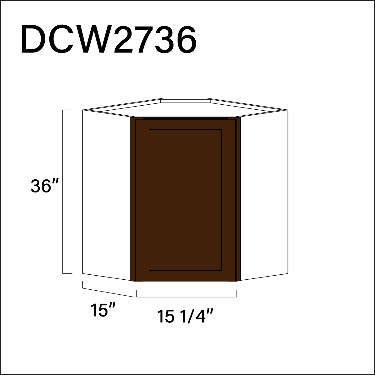 Espresso Shaker Diagonal Wall Corner Cabinet - 27" W x 36" H x 12" D