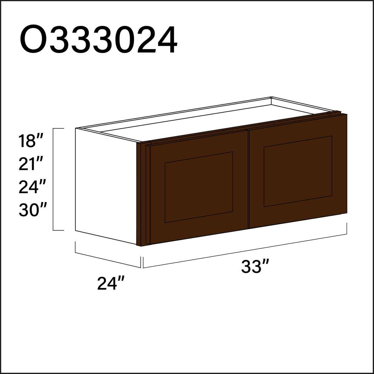 Espresso Shaker Double Door Oven Upper Cabinet - 33" W x 30" H x 24" D