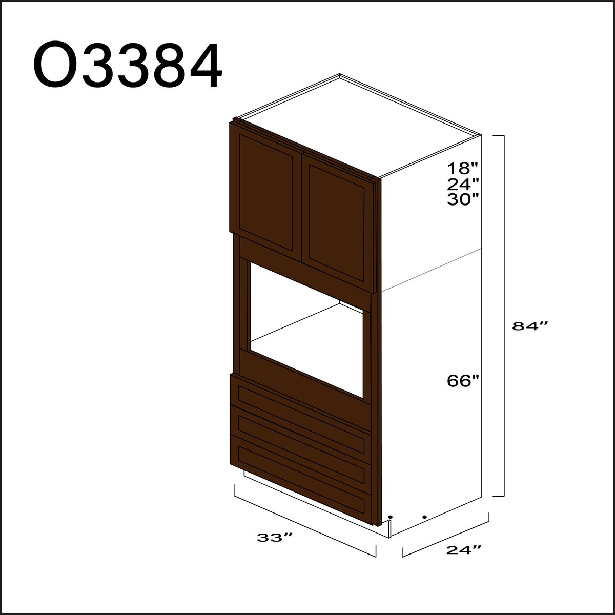 Espresso Shaker Single Oven Cabinet - 33" W x 84" H x 24" D