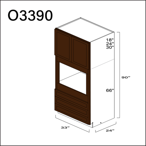 Espresso Shaker Single Oven Cabinet - 33" W x 90" H x 24" D