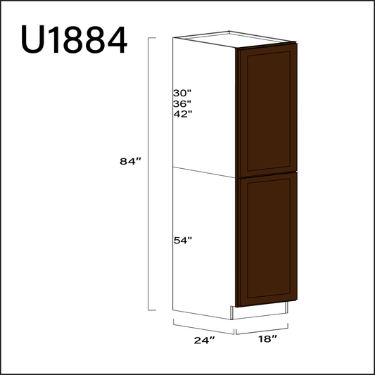 Espresso Shaker Single Door Pantry Cabinet - 18" W x 84" H x 24" D