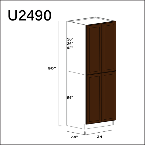 Espresso Shaker Double Door Pantry Cabinet - 24" W x 90" H x 24" D