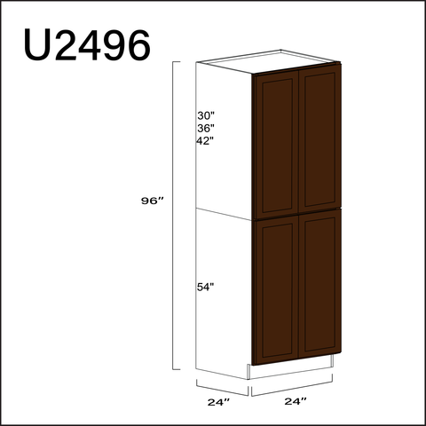Espresso Shaker Double Door Pantry Cabinet - 24" W x 96" H x 24" D