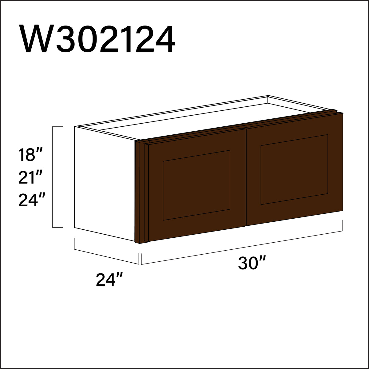 Espresso Shaker Wall Bridge Double Door Cabinet - 30" W x 21" H x 24" D