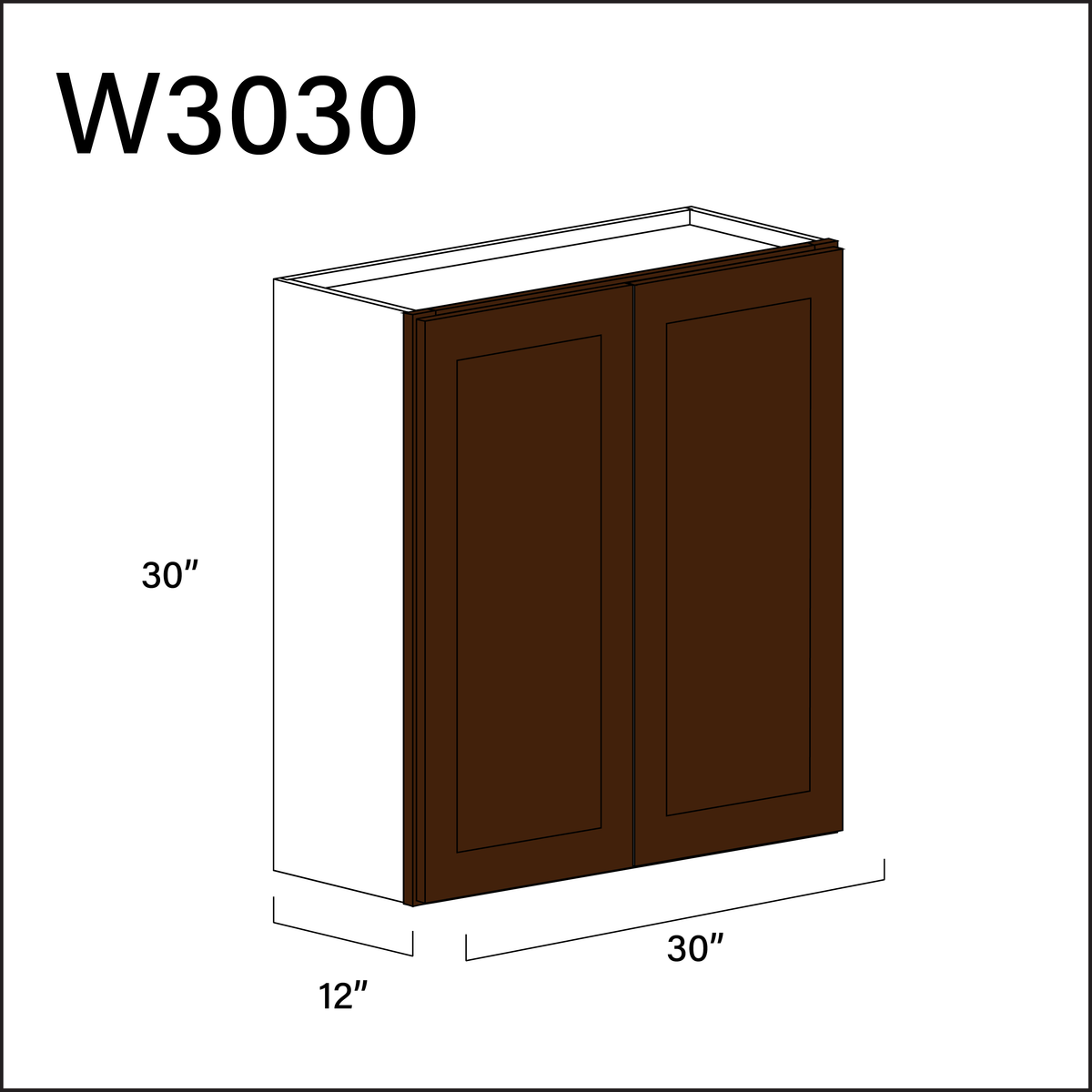 Espresso Shaker Double Door Wall Cabinet - 30" W x 30" H x 12" D