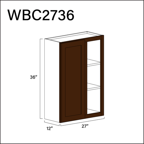 Espresso Shaker Wall Blind Corner Cabinet - 27" W x 36" H x 12" D