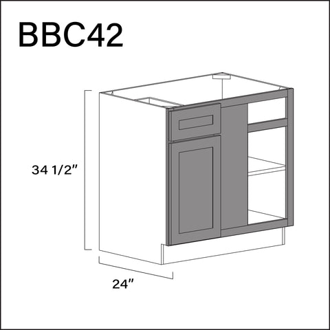 Earth Grey Shaker Base Blind Corner Cabinet - 39" W x 34.5" H x 24" D