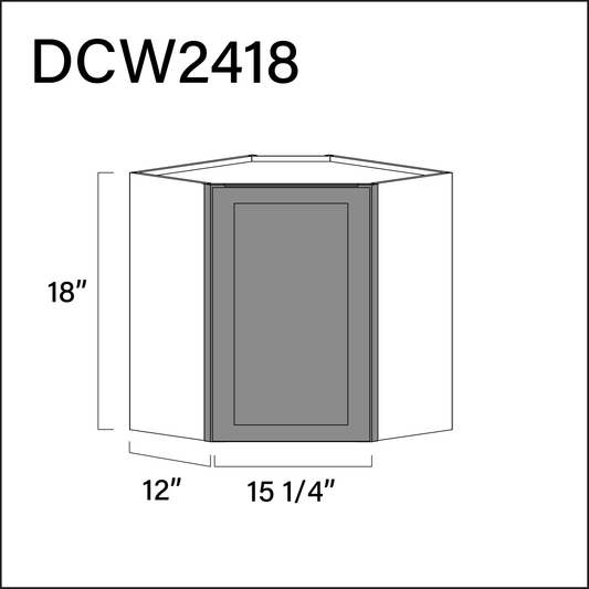 Gray Shaker Diagonal Wall Corner Cabinet - 24" W x 18" H x 12" D