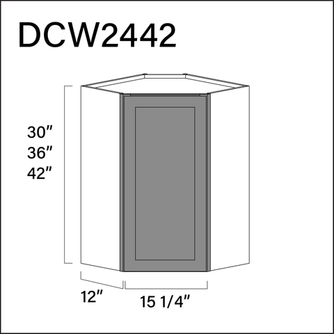 Earth Grey Shaker Diagonal Wall Corner Cabinet - 24" W x 42" H x 12" D