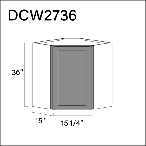 Earth Grey Shaker Diagonal Wall Corner Cabinet - 27" W x 36" H x 12" D