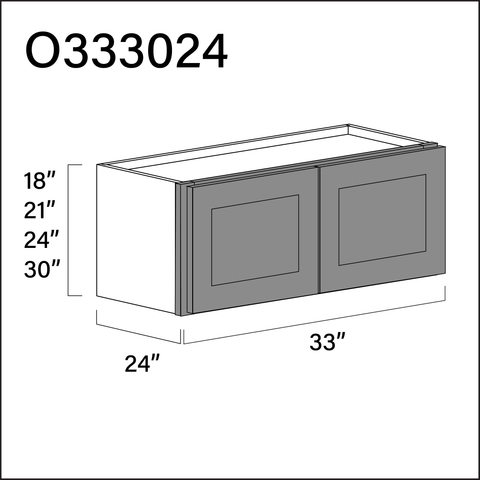 Earth Grey Shaker Double Door Oven Upper Cabinet - 33" W x 30" H x 24" D