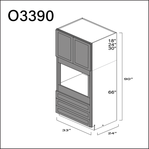 Earth Grey Shaker Single Oven Cabinet - 33" W x 90" H x 24" D