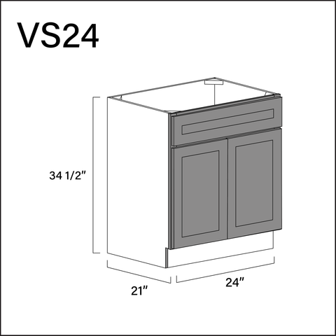 Earth Grey Shaker Vanity Sink Base Cabinet - 24" W x 34.5" H x 21" D