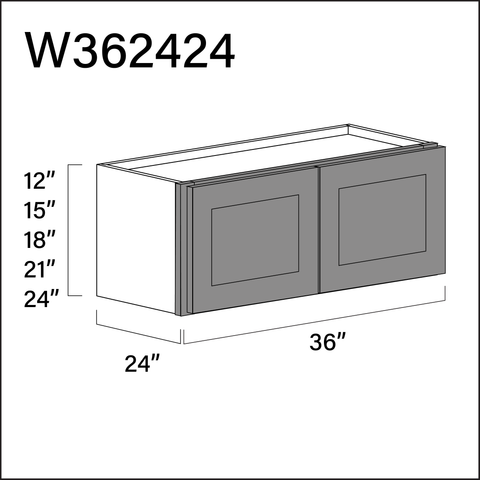 Earth Grey Shaker Wall Bridge Double Door Cabinet - 36" W x 24" H x 24" D