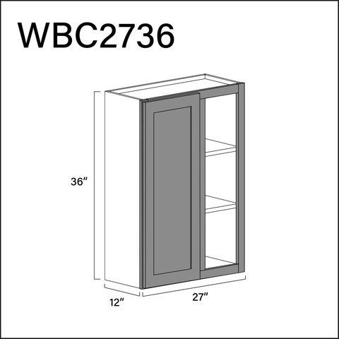 Earth Grey Shaker Wall Blind Corner Cabinet - 27" W x 36" H x 12" D