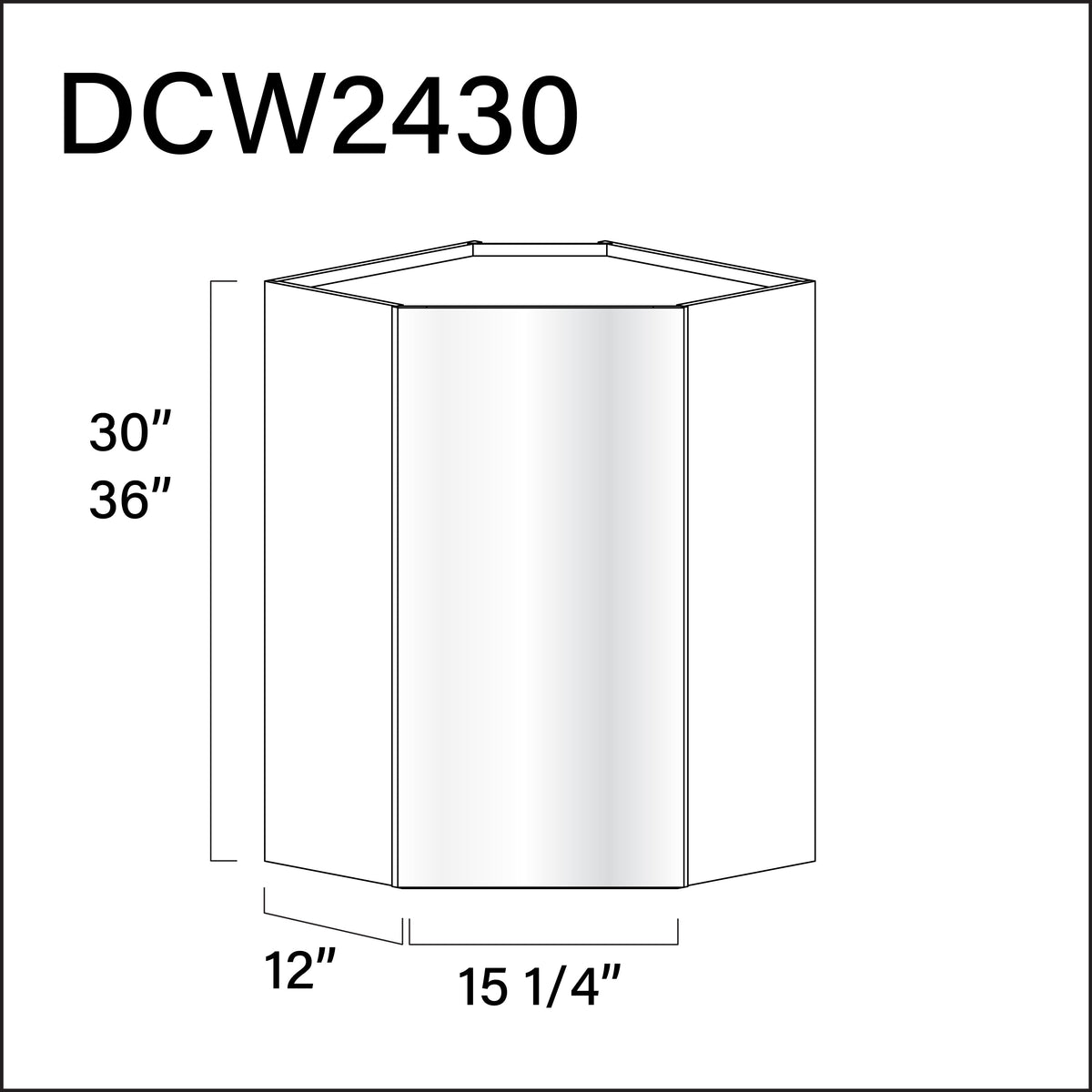 Glossy White Frameless Diagonal Wall Corner Cabinet - 24" W x 30" H x 12" D