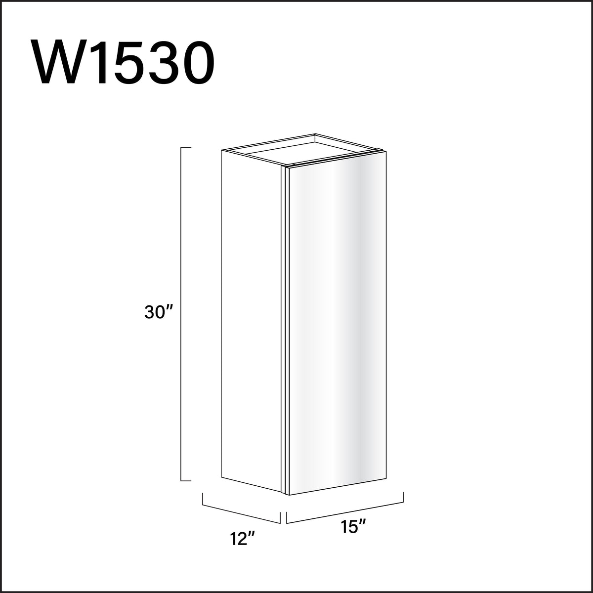 Glossy White Frameless Single Door Wall Cabinet - 15" W x 30" H x 12" D