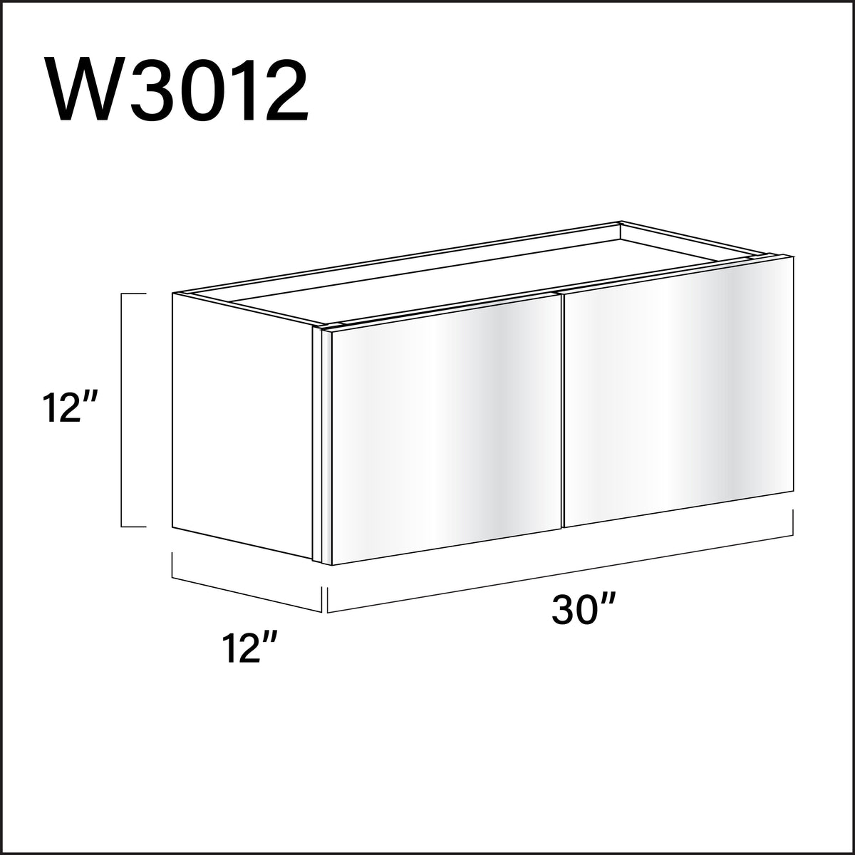 Glossy White Frameless Double Door Wall Cabinet - 30" W x 12" H x 12" D