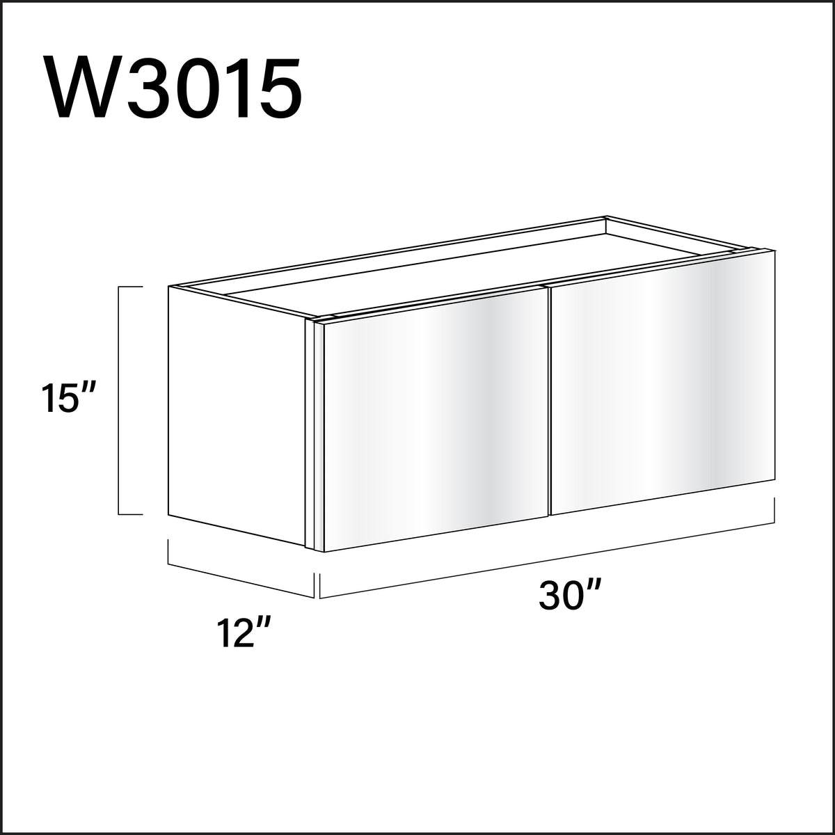 Glossy White Frameless Double Door Wall Cabinet - 30" W x 15" H x 12" D