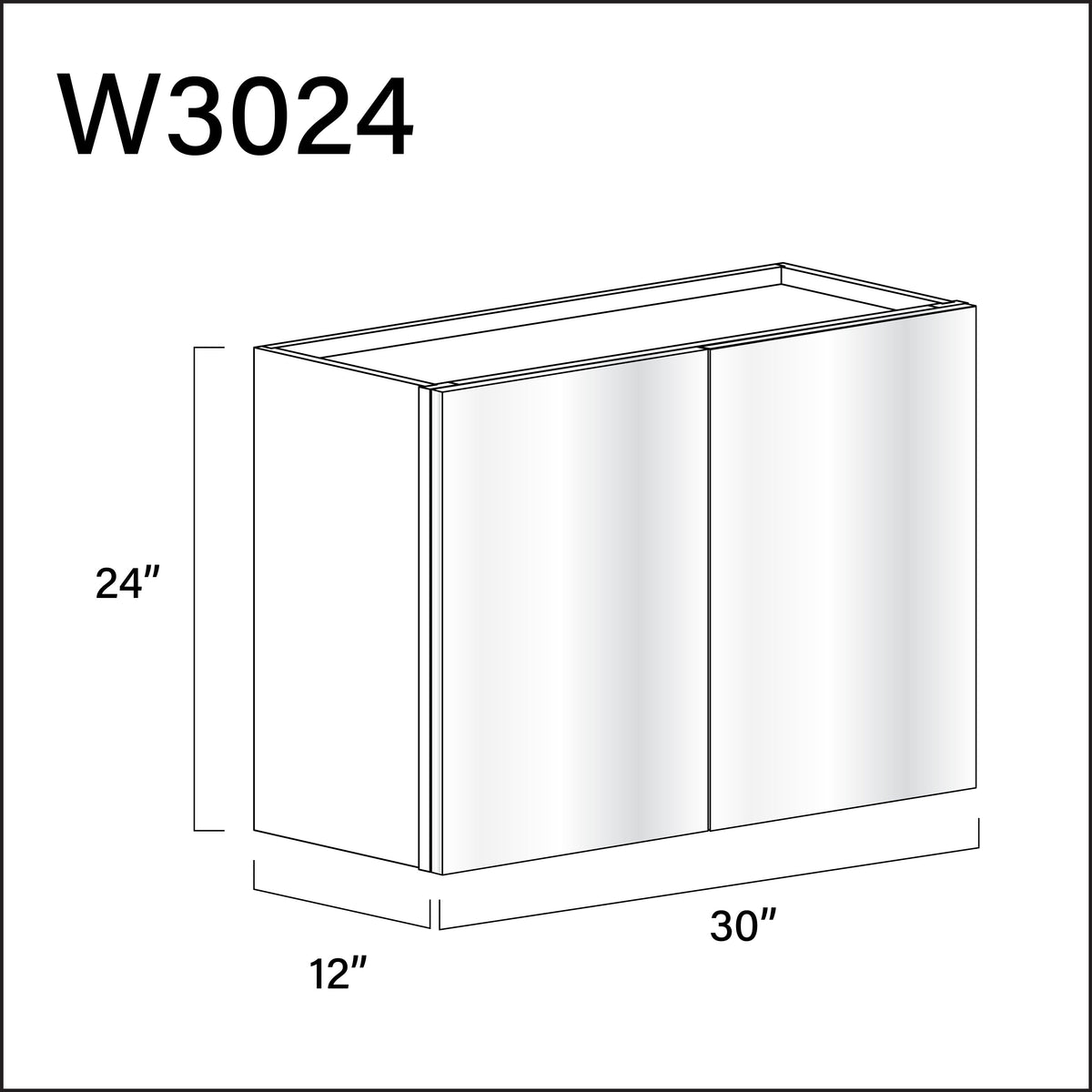 Glossy White Frameless Double Door Wall Cabinet - 30" W x 24" H x 12" D