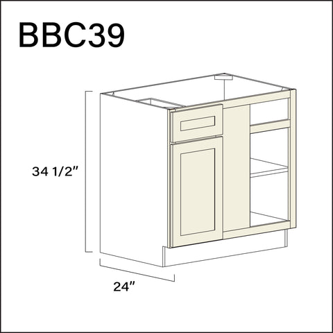 Milkshake White Base Blind Corner Cabinet - 36" W x 34.5" H x 24" D